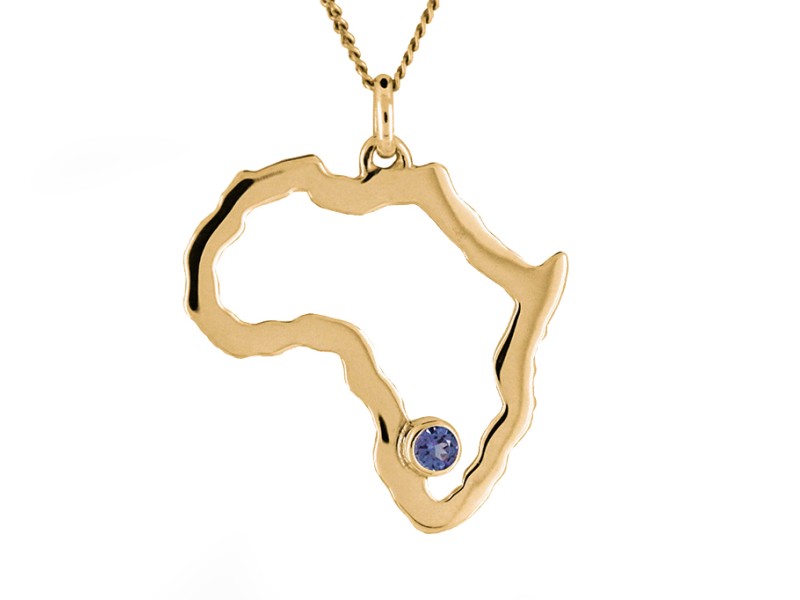 Tanzanite in Africa Pendant - Yellow Gold Tanzanite in Africa Pendant - Yellow Gold